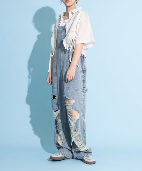 クロップド丈ドロストストライプシャツ[商品：PN25SS-057] - PUNYUS