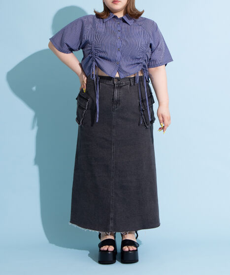 トップス NICENESS RIPP クロップド丈ドロストストライプシャツ[商品：PN25SS-057