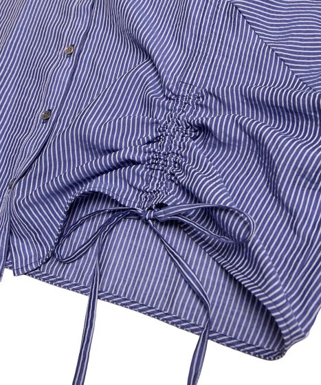 クロップド丈ドロストストライプシャツ[商品：PN25SS-057