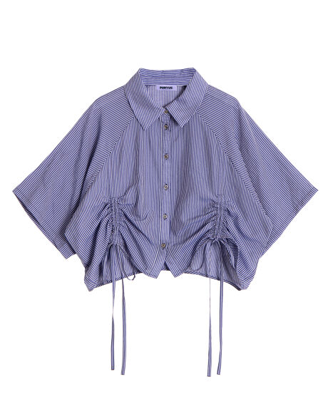 クロップド丈ドロストストライプシャツ[商品：PN25SS-057] - PUNYUS