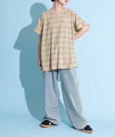 tシャツ ボーダーパイルビッグＴシャツ レディース メンズ ボーダーパイルビッグTシャツ[商品：PN25SS-063] - PUNYUS