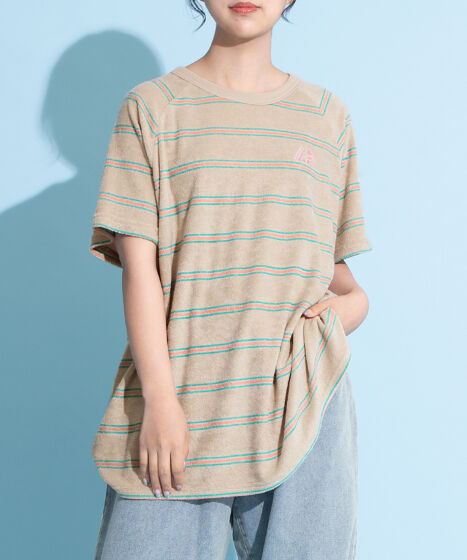 tシャツ ボーダーパイルビッグＴシャツ レディース メンズ ボーダーパイルビッグTシャツ[商品：PN25SS-063] - PUNYUS