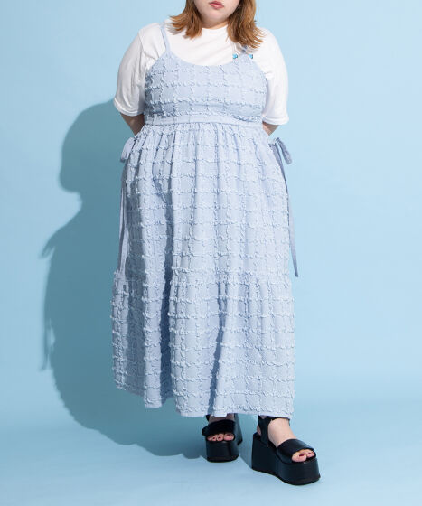 PH 新品未使用　クマロゴリボンpt段々ワンピース　薄荷 リボンポケットフクレワンピース[商品：PN25SS-070] - PUNYUS Online