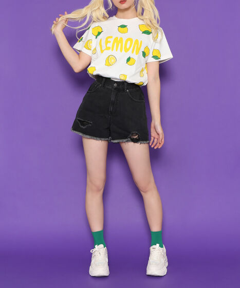 国内発送/送料無料☆HESNTLS☆ダメージ デニム ショートパンツ☆ KOEISTORE デニム レディース ショートパンツ 短パン ダメージ