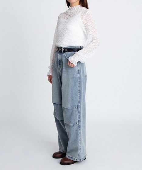  デニム　リメイク　トップス レース レーストップス[商品：PN25T-003] - PUNYUS Online Store / 公式通販