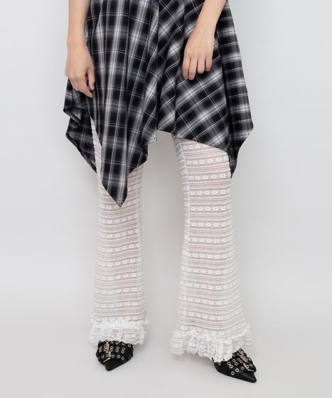 レースフリルフレアパンツ[商品：PN26AW-012] - PUNYUS Online Store