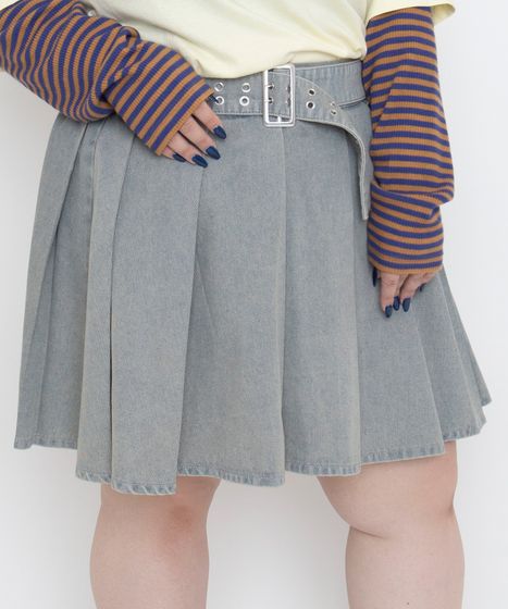 ベルトデニムプリーツミニスカート[商品：PN26AW-013] - PUNYUS Online