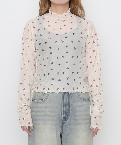 リボンシアーハイネックトップス[商品：PN26AW-014] - PUNYUS Online