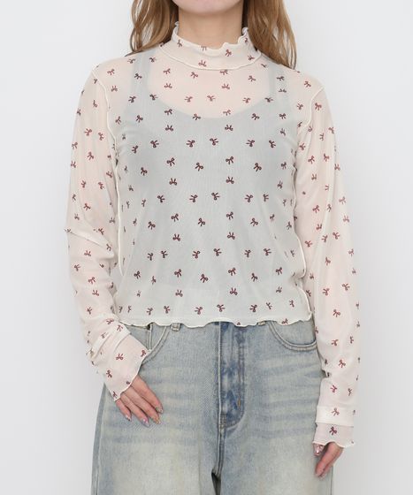 リボンシアーハイネックトップス[商品：PN26AW-014] - PUNYUS Online