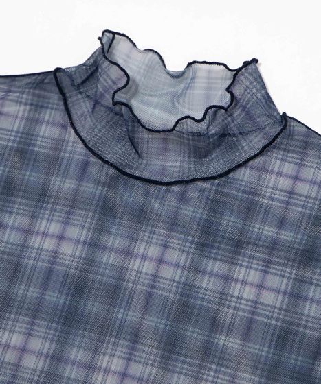 チェック柄ハイネックシアートップス[商品：PN26AW-018] - PUNYUS