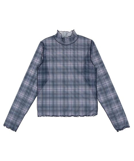 チェック柄ハイネックシアートップス[商品：PN26AW-018] - PUNYUS