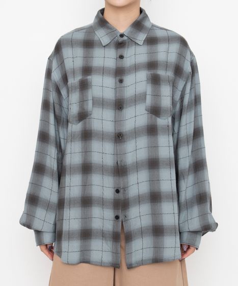 オンブレチェックシャツ[商品：PN26AW-021] - PUNYUS Online Store