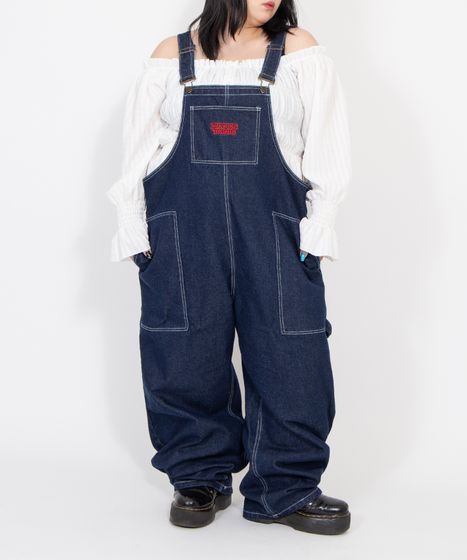 デニムオーバーオール スカル刺繍付き ロゴ刺繍デニムオーバーオール[商品：PN26SS-002] - PUNYUS Online