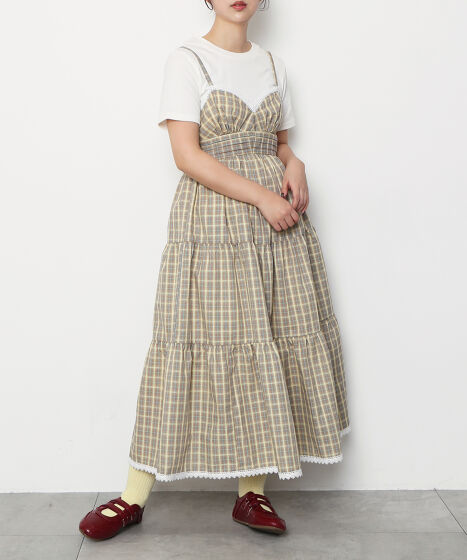 チェック柄キャミワンピース[商品：PN26SS-008] - PUNYUS Online Store