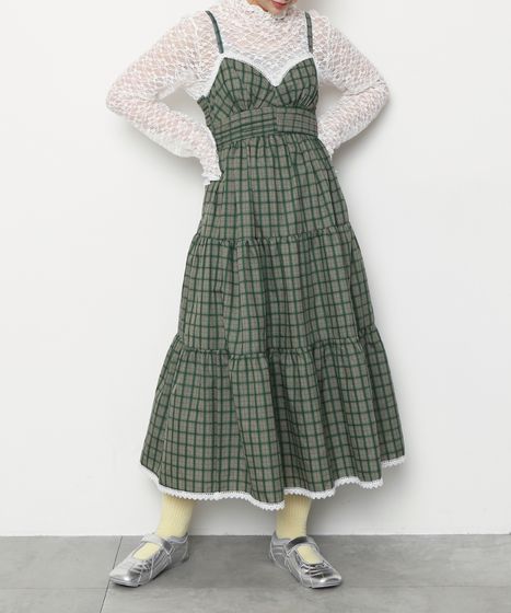 チェック柄キャミワンピース[商品：PN26SS-008] - PUNYUS Online Store