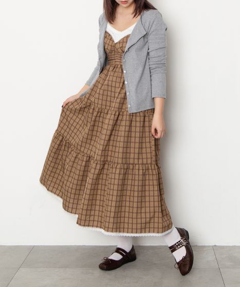 チェック柄キャミワンピース[商品：PN26SS-008] - PUNYUS Online Store