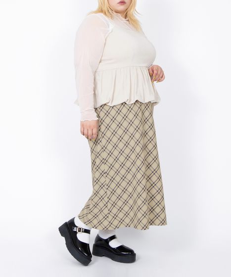 チェック柄ロングスカート[商品：PN26SS-010] - PUNYUS Online Store
