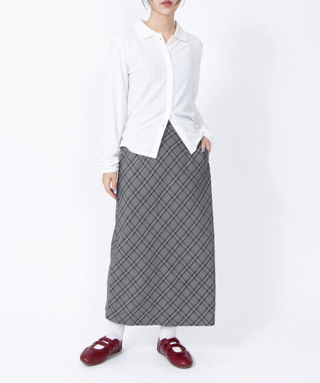チェック柄ロングスカート[商品：PN26SS-010] - PUNYUS Online Store