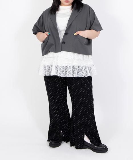 ドット柄フレアデニムパンツ[商品：PN26SS-012] - PUNYUS Online Store