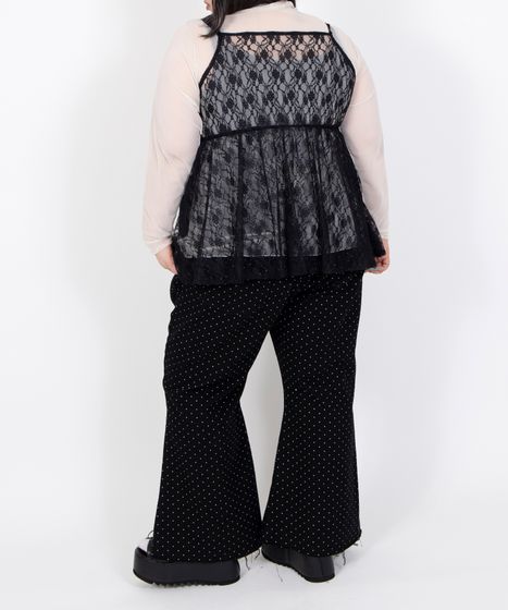 ドット柄フレアデニムパンツ[商品：PN26SS-012] - PUNYUS Online Store