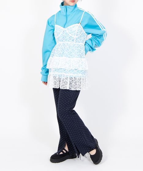 ドット柄フレアデニムパンツ[商品：PN26SS-012] - PUNYUS Online Store