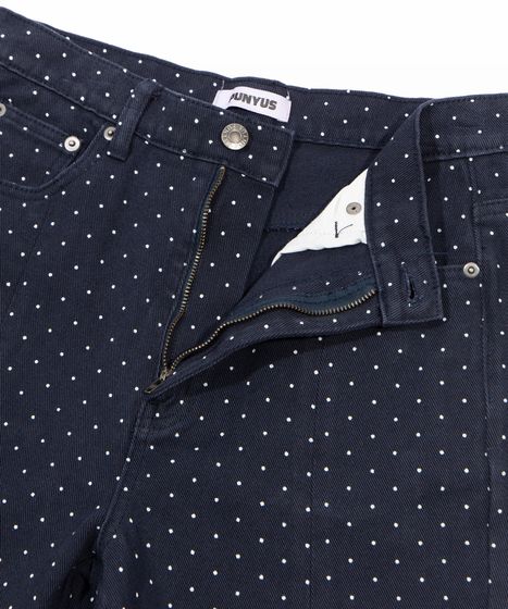 ドット柄デニム 38 ドット柄フレアデニムパンツ[商品：PN26SS-012] - PUNYUS Online Store