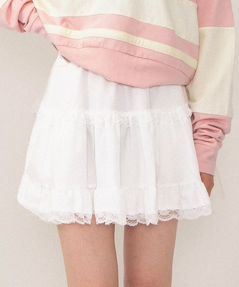 レースティアードミニスカート[商品：PN26SS-016] - PUNYUS Online