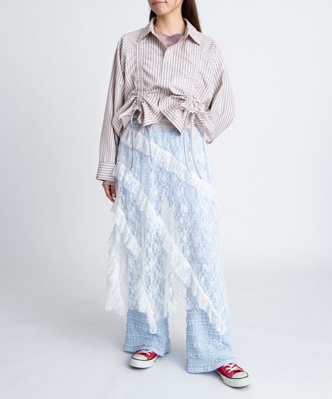 レースフリルフレアパンツ[商品：PN26SS-022] - PUNYUS Online Store