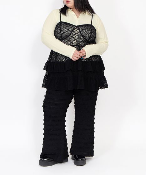レースフリルフレアパンツ[商品：PN26SS-022] - PUNYUS Online Store
