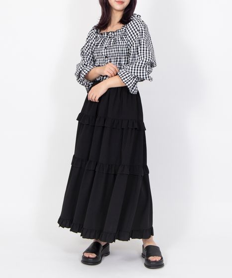 フリルティアードロングスカート[商品：PN26SS-027] - PUNYUS Online