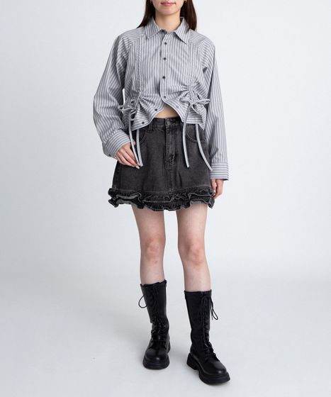 ゆか様　トップス　ストライプ ドロストストライプシャツ[商品：PN26SS-029] - PUNYUS Online Store