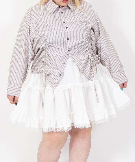 祝日セール♥新品未使用！CLOTH  &amp;  CROSS  ストライプフリルシャツ SHIPS any:〈手洗い可能〉ストライプ フリル Vネック シャツ ブラウス