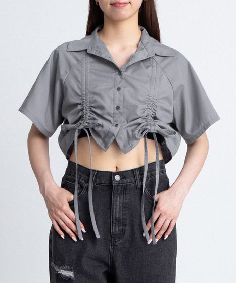 クロップド丈ドロストシャツ[商品：PN26SS-030] - PUNYUS Online Store