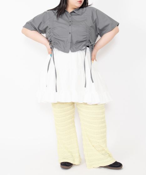 クロップド丈ドロストシャツ[商品：PN26SS-030] - PUNYUS Online Store