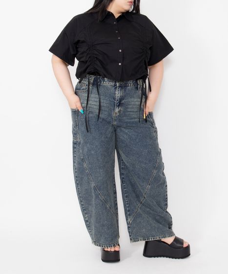クロップド丈ドロストシャツ[商品：PN26SS-030] - PUNYUS Online Store