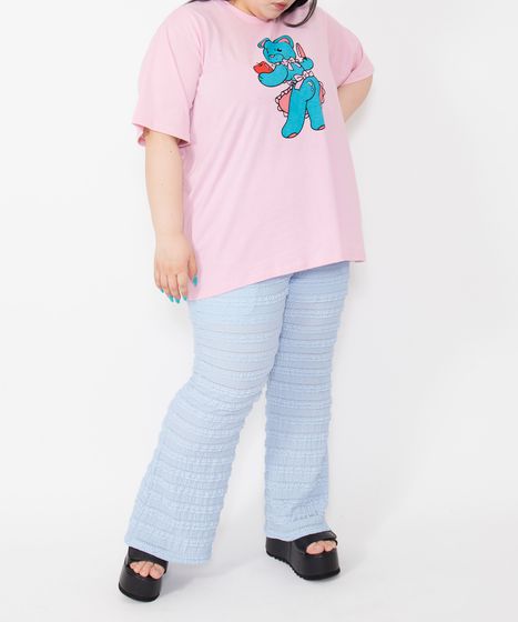 Hysticmini Tシャツ 水色/ピンク ベアプリントTシャツ[商品：PN26SS-031] - PUNYUS Online Store / 公式通販