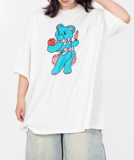 水色 Tシャツ SHUGAKUSHA HAMAMATSU ベアプリントTシャツ[商品：PN26SS-031] - PUNYUS Online Store / 公式通販