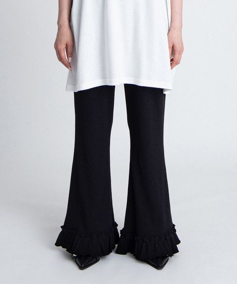 AD2024 25SS ジップフリルパンツ リブフレアフリルパンツ[商品：PN26SS-034] - PUNYUS Online Store