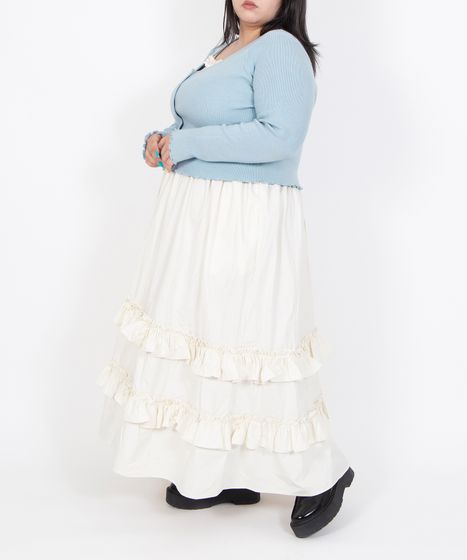 アシンメトリーフリルロングスカート[商品：PN26SS-036] - PUNYUS