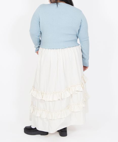 アシンメトリーフリルロングスカート[商品：PN26SS-036] - PUNYUS