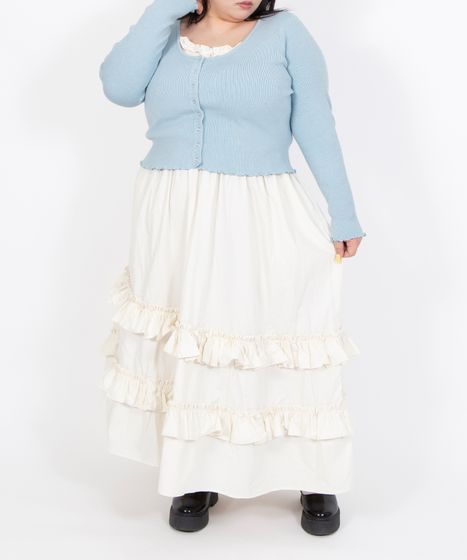 アシンメトリーフリルロングスカート[商品：PN26SS-036] - PUNYUS