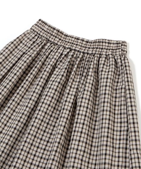 アシンメトリーチェックフリルロングスカート[商品：PN26SS-037