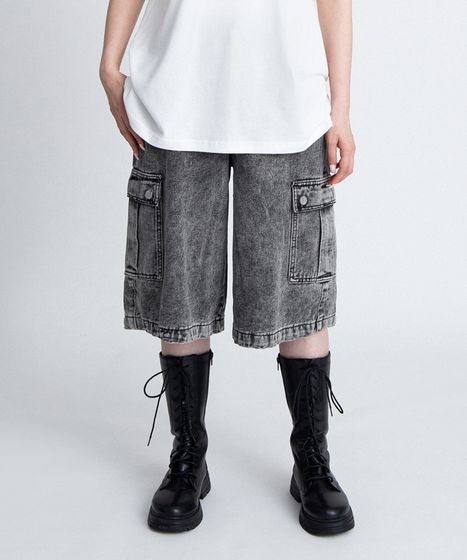 デニムカーゴハーフパンツ[商品：PN26SS-040] - PUNYUS Online Store