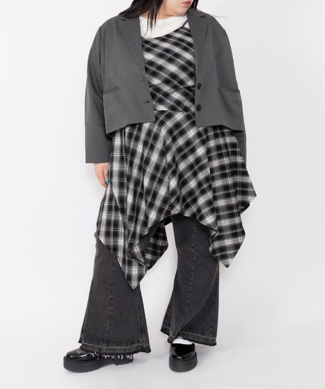 チェック柄イレヘムキャミワンピース[商品：PN26SS-044] - PUNYUS