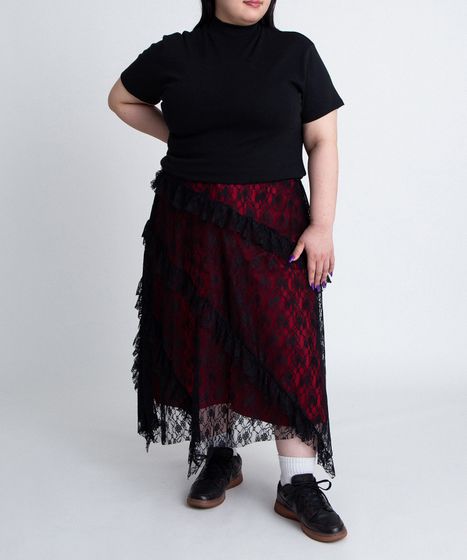 ★JUN&ROPE★ スカート 2枚セット Lサイズ 　オールシーズン レースレイヤードスカート[商品：PN26SS-051] - PUNYUS Online Store