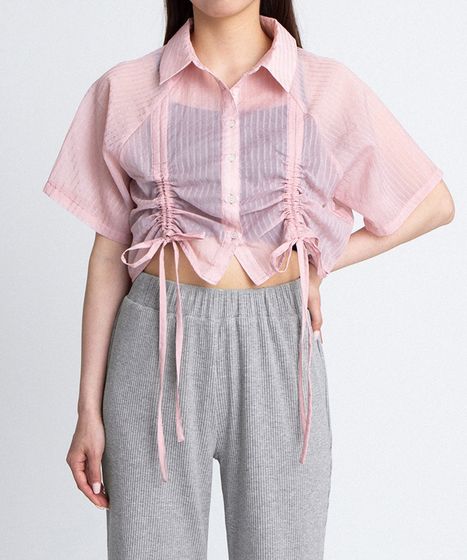 シアークロップド丈ドロストシャツ[商品：PN26SS-053] - PUNYUS Online