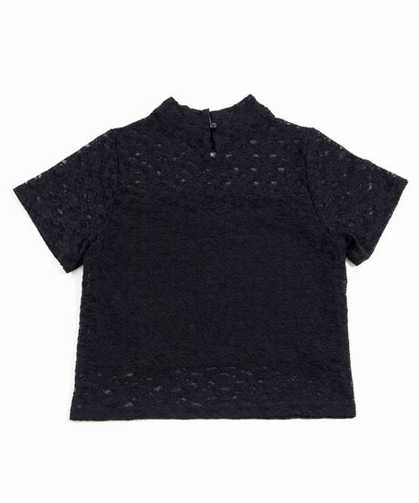 t.b センソユニコ ハイネック 半袖トップス 透かしレース刺繍 黒 半袖レーストップス[商品：PN26SS-060] - PUNYUS Online Store / 公式通販