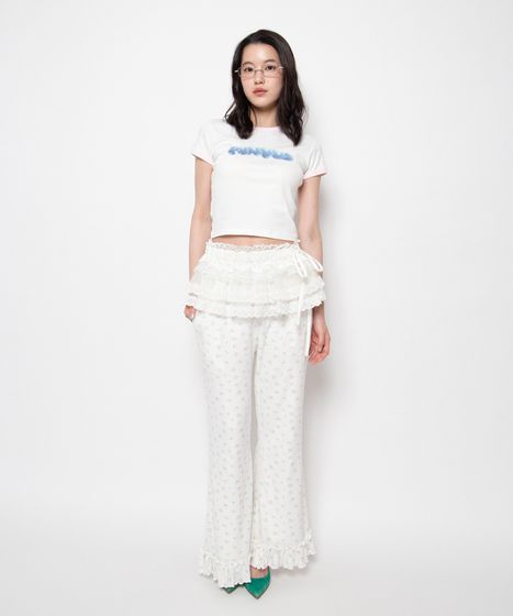 花柄リブフレアフリルパンツ[商品：PN26SS-065] - PUNYUS Online Store