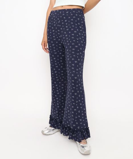 花柄リブフレアフリルパンツ[商品：PN26SS-065] - PUNYUS Online Store