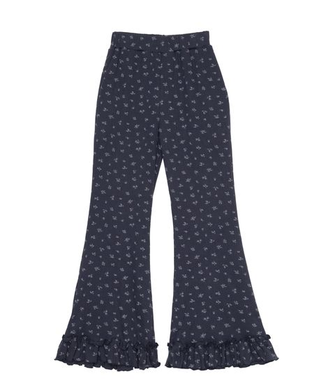 花柄リブフレアフリルパンツ[商品：PN26SS-065] - PUNYUS Online Store